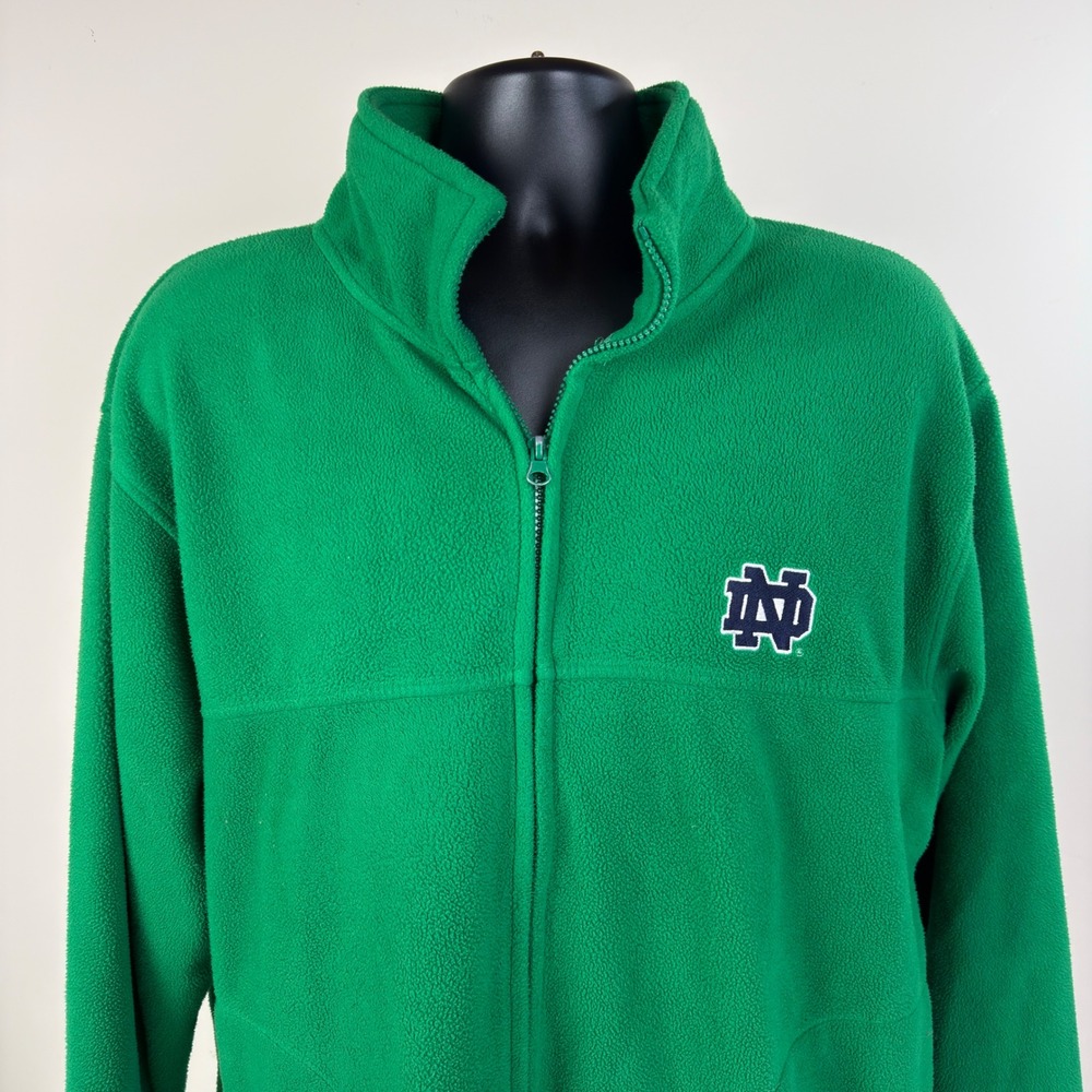 Weatherproof Notre Dame Fighting Irish Fleece Jacket Mens XL Green Full Zip